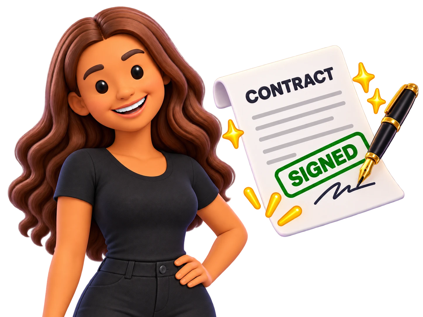 Legacy Room tutor beside a signed client contract and pen