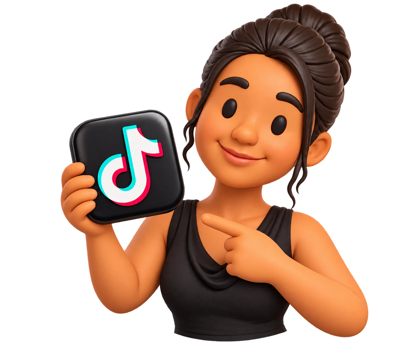 Legacy Room tutor holding a TikTok logo and pointing at it