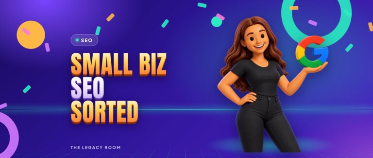 Small business SEO sorted – SEO guide cover from The Legacy Room